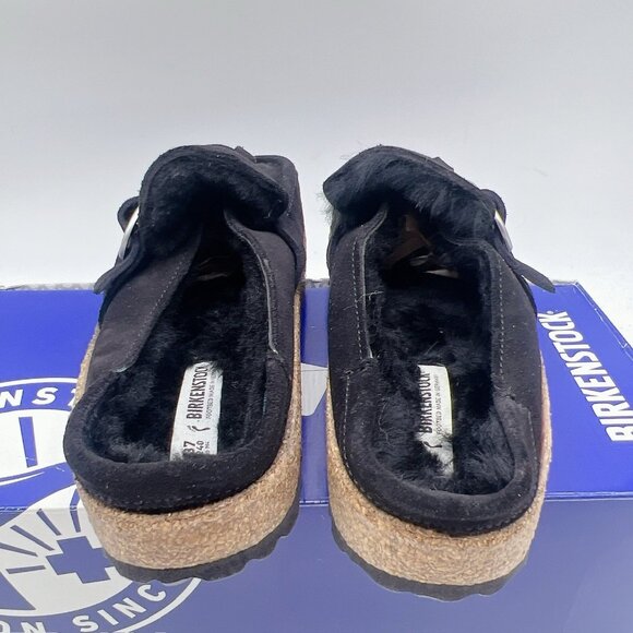 Birkenstock Buckley Shearling Clogs Flat Black Suede EU 37 Women US 6- 6.5 - Picture 7 of 12